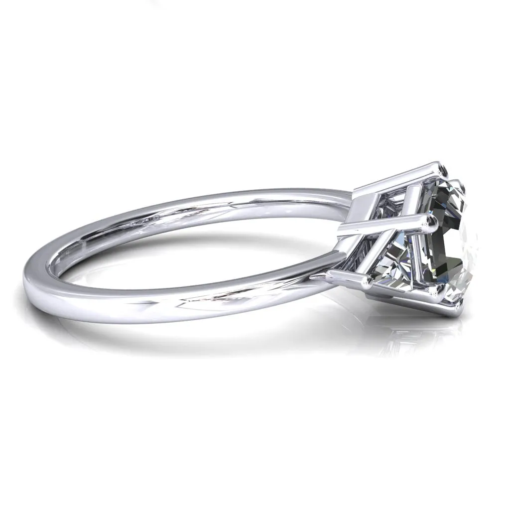 7.5mm Hexagon 3 Stone Triangle Ring