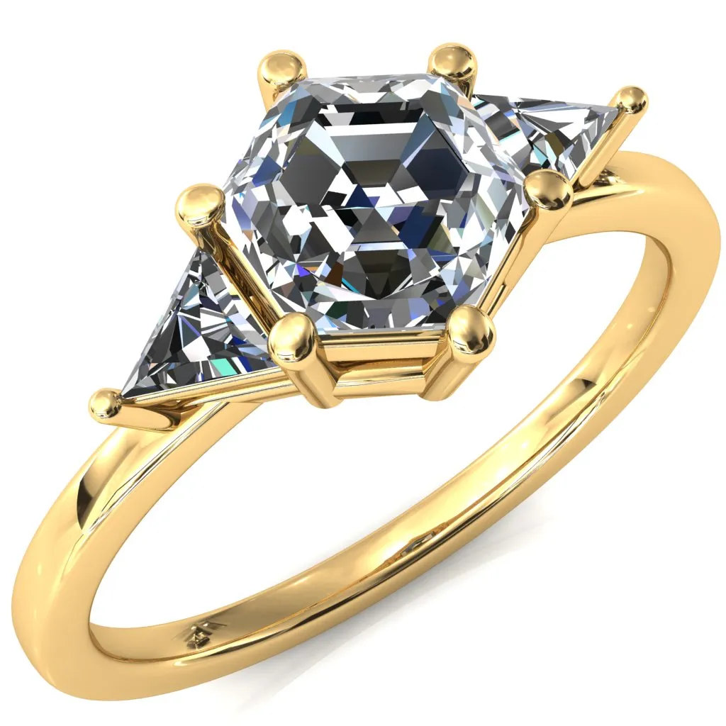 7.5mm Hexagon 3 Stone Triangle Ring