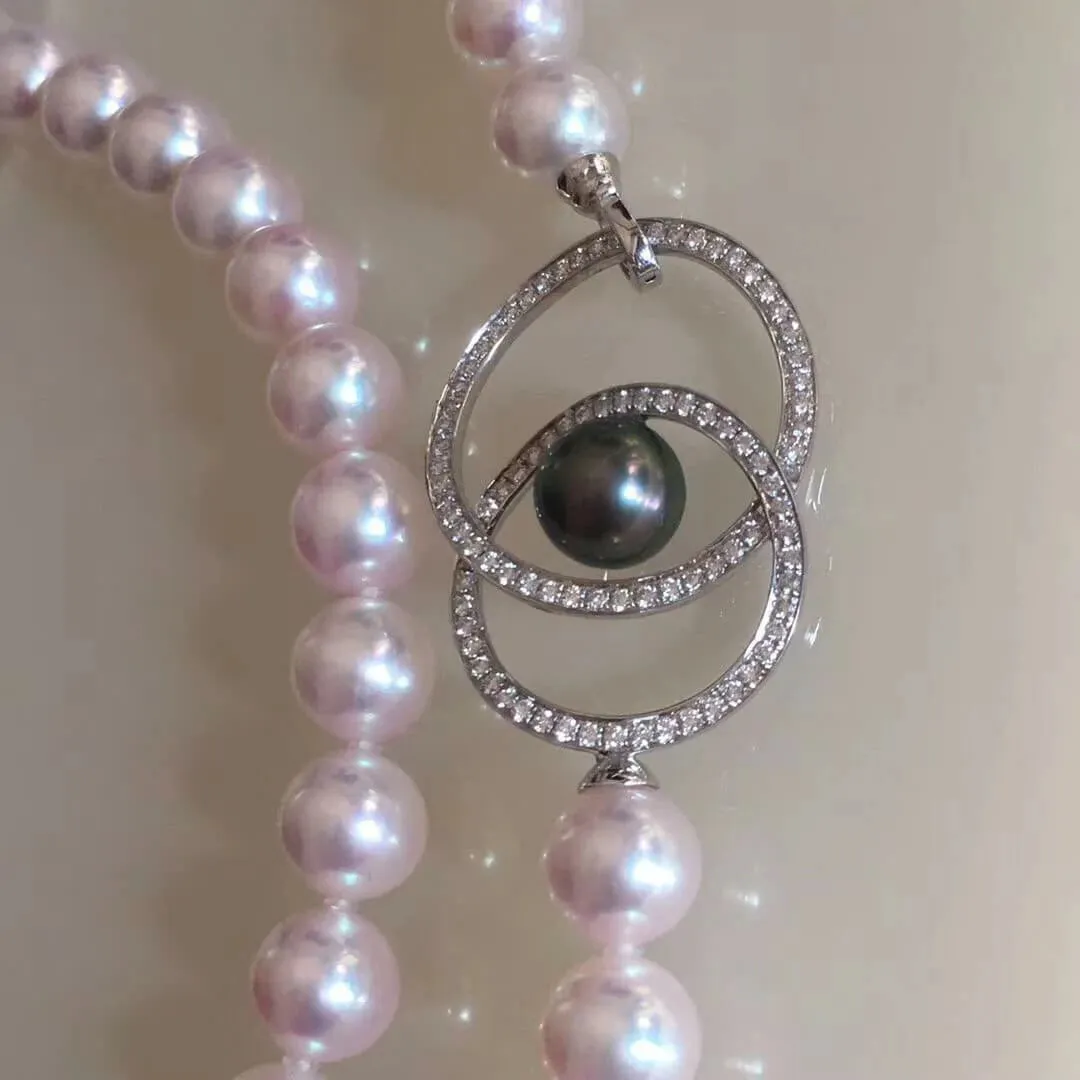 8.5-9.0 mm 36 Inch Opera Length Japanese Akoya & Tahitian Pearl Necklace