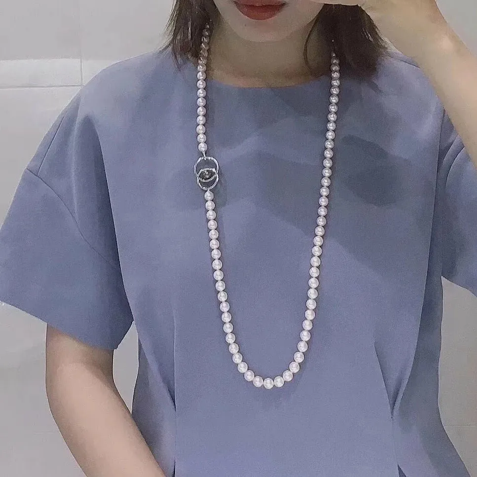 8.5-9.0 mm 36 Inch Opera Length Japanese Akoya & Tahitian Pearl Necklace