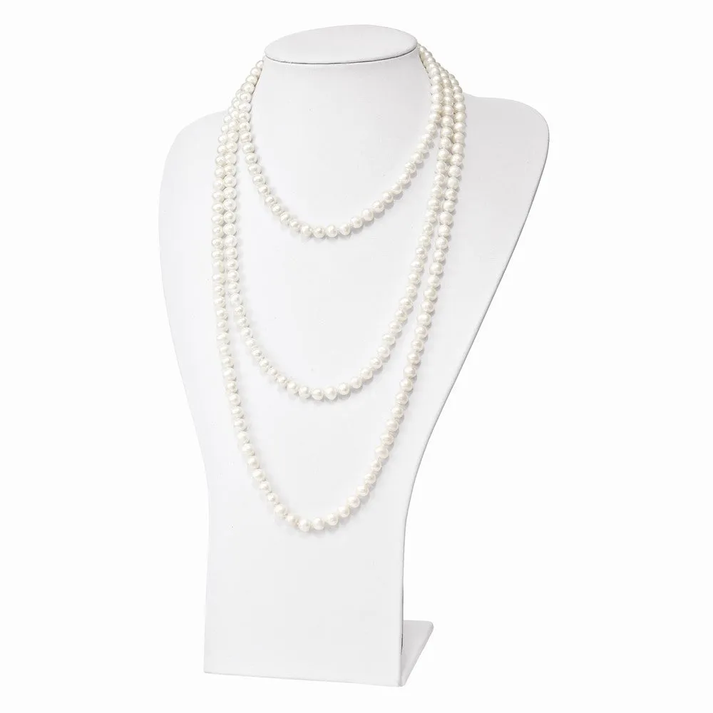 9-10mm White Semi-round Freshwater Cultured Pearl Slip-on Endless 80 inch Necklace