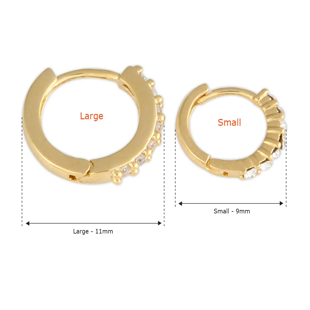9 mm_Cubic Zirconia Small Hoop Huggie Earrings 14K Gold Plated
