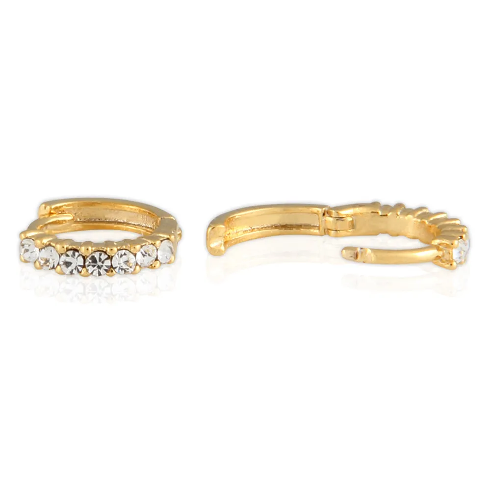 9 mm_Cubic Zirconia Small Hoop Huggie Earrings 14K Gold Plated