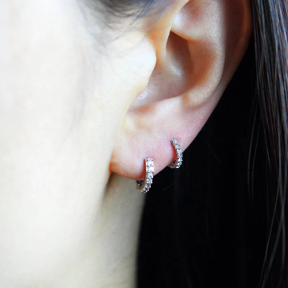 9 mm_Cubic Zirconia Small Hoop Huggie Earrings 14K Gold Plated