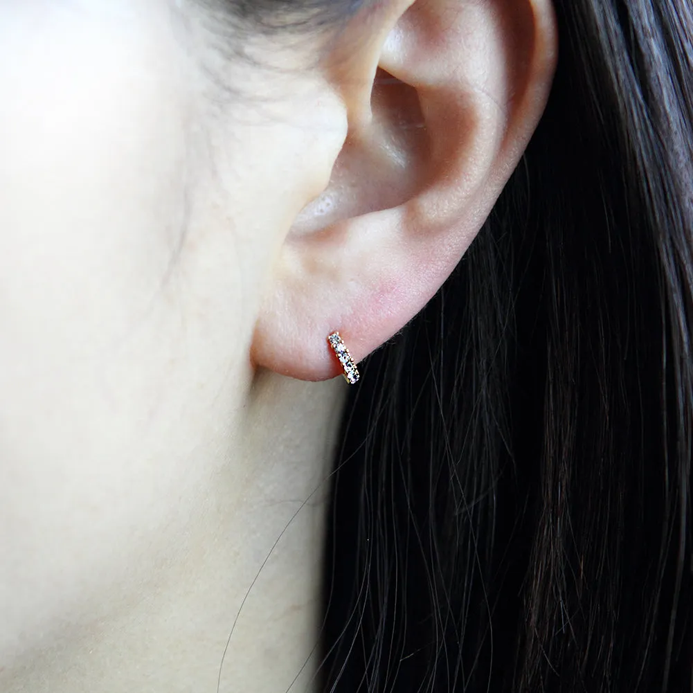 9 mm_Cubic Zirconia Small Hoop Huggie Earrings 14K Gold Plated