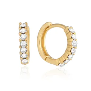 9 mm_Cubic Zirconia Small Hoop Huggie Earrings 14K Gold Plated