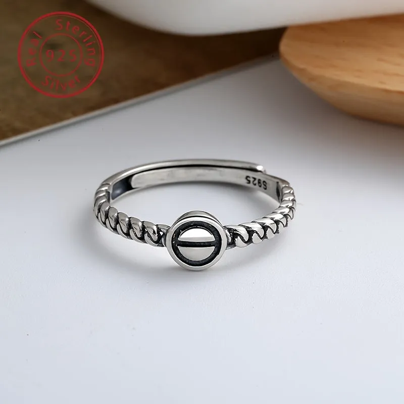 925 Silver Open Ring Minimalist Geometric Finger Ring