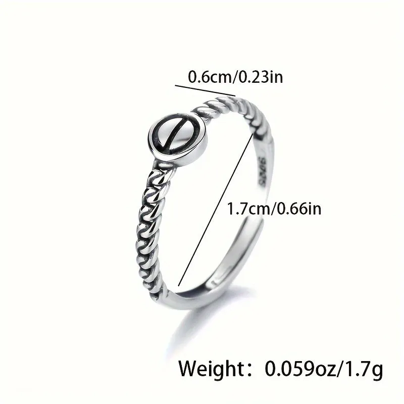 925 Silver Open Ring Minimalist Geometric Finger Ring