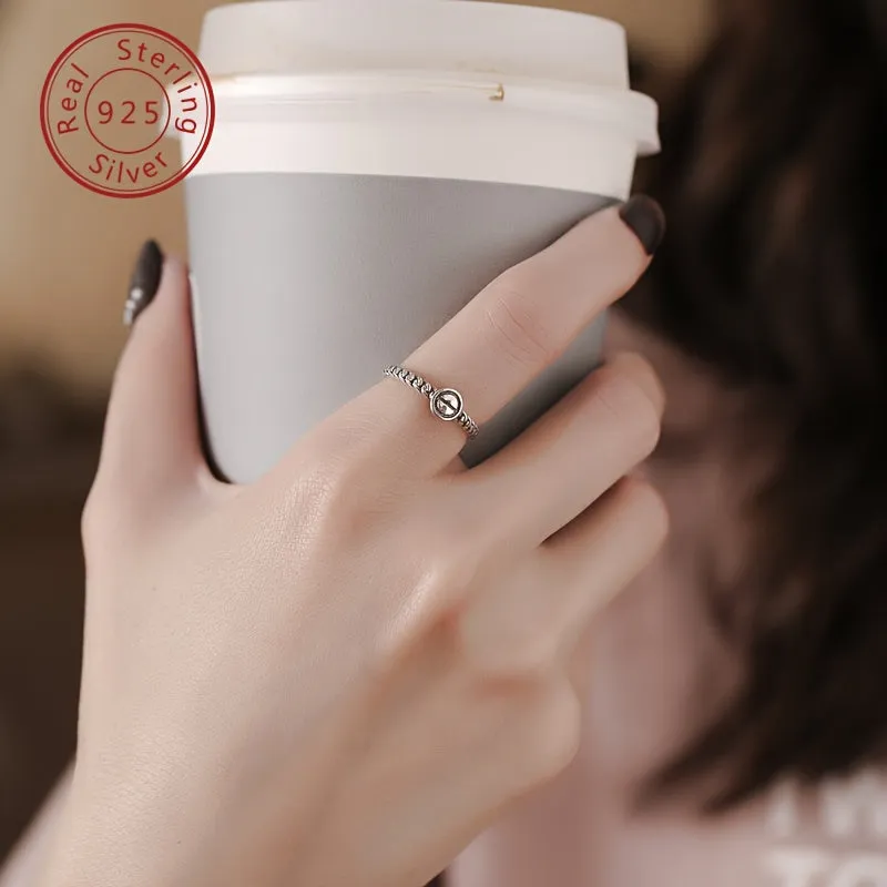 925 Silver Open Ring Minimalist Geometric Finger Ring