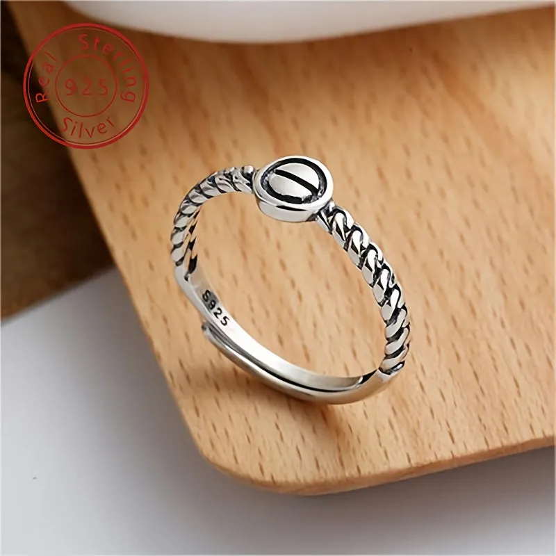 925 Silver Open Ring Minimalist Geometric Finger Ring