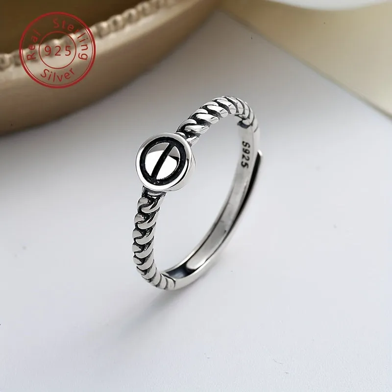 925 Silver Open Ring Minimalist Geometric Finger Ring