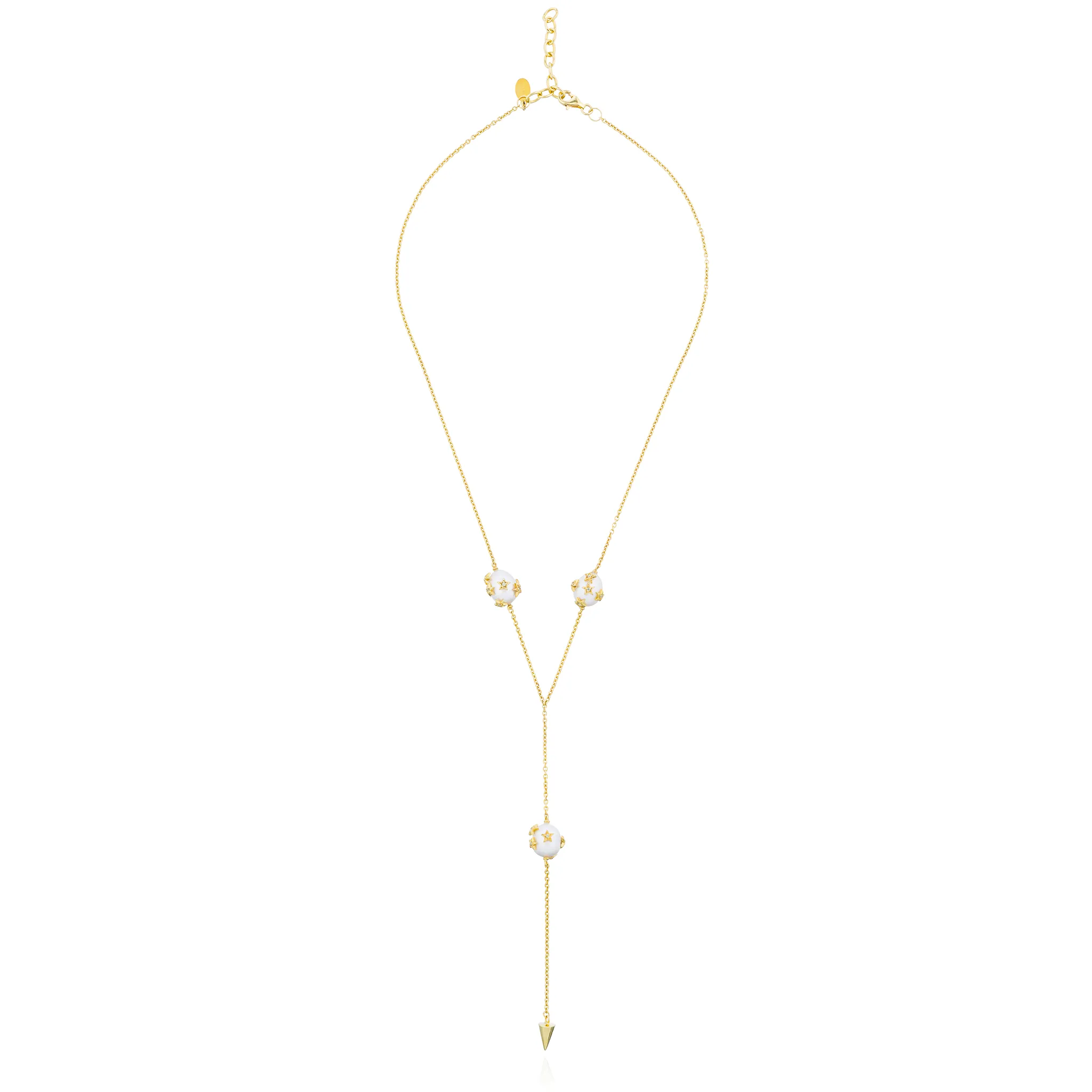 925 Silver Yellow Gold Plated Chain with South Sea Pearls & Sapphires