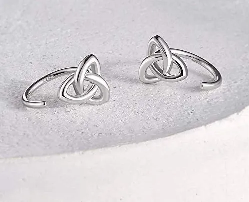 925 Sterling Silver Celtic Knot Open Hoop Earrings
