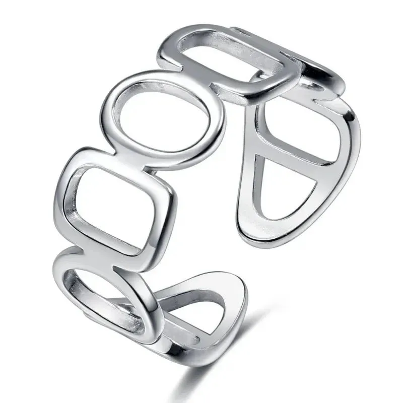 925 Sterling Silver Double Lines Women Ring