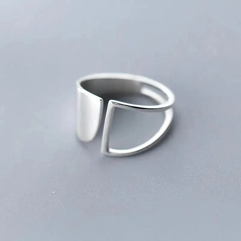 925 Sterling Silver Double Lines Women Ring
