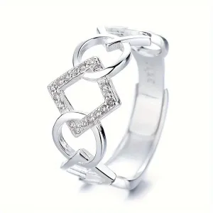 925 Sterling Silver Geometric Interlocking Index Finger Ring for Women