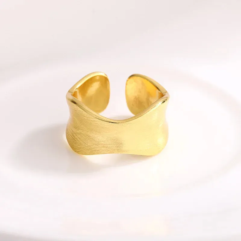 925 Sterling Silver simple Matte Finish Adjustable Rings Wedding Engagement Luxury Accessories Jewellery