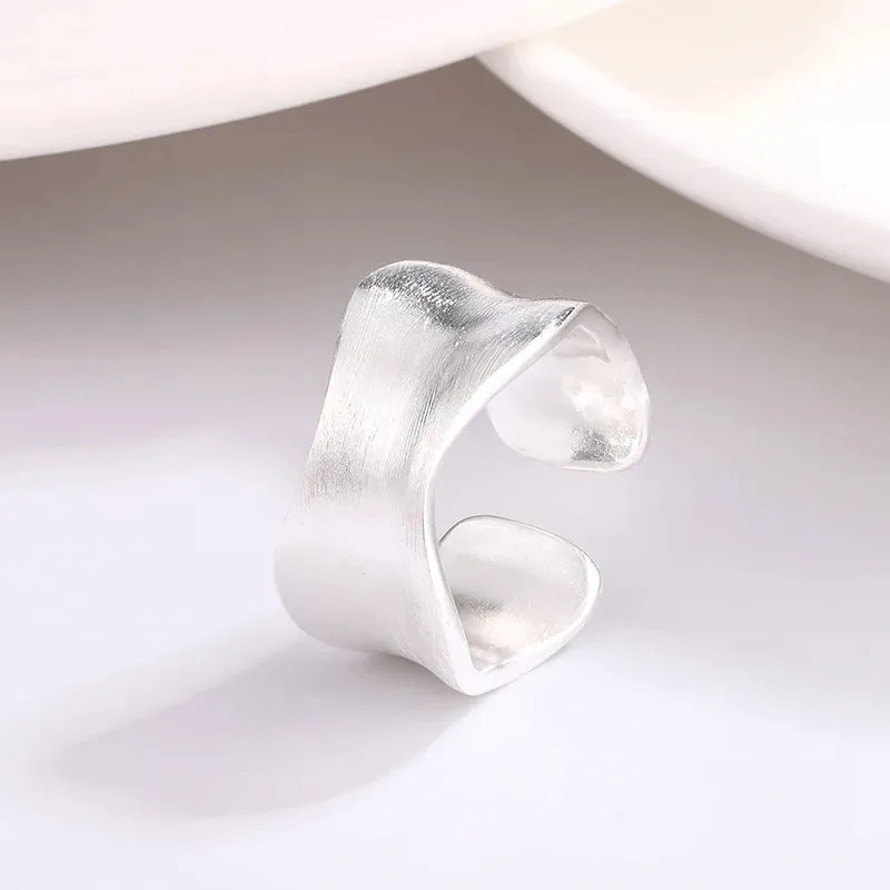 925 Sterling Silver simple Matte Finish Adjustable Rings Wedding Engagement Luxury Accessories Jewellery
