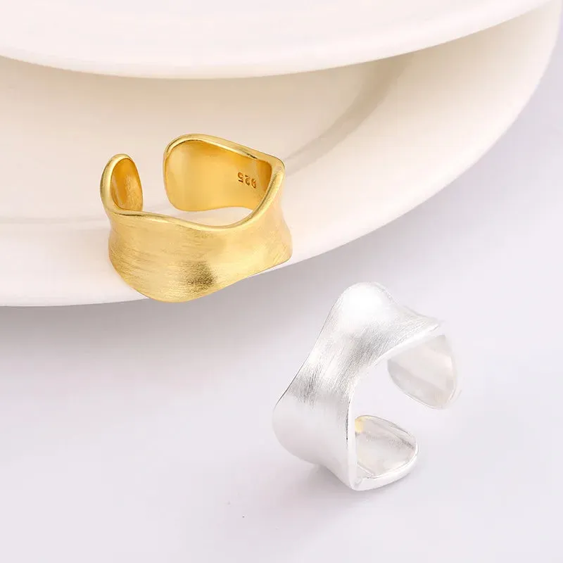 925 Sterling Silver simple Matte Finish Adjustable Rings Wedding Engagement Luxury Accessories Jewellery