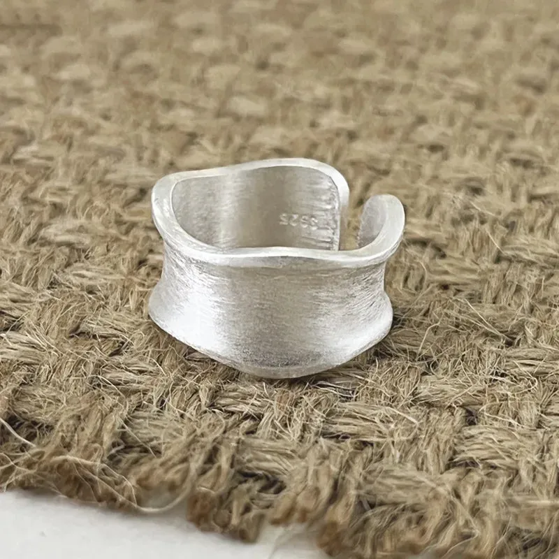925 Sterling Silver simple Matte Finish Adjustable Rings Wedding Engagement Luxury Accessories Jewellery
