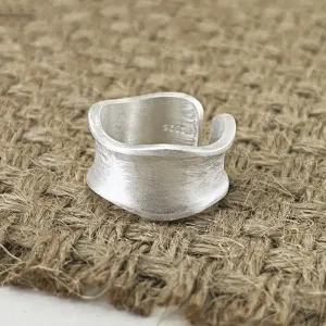 925 Sterling Silver simple Matte Finish Adjustable Rings Wedding Engagement Luxury Accessories Jewellery
