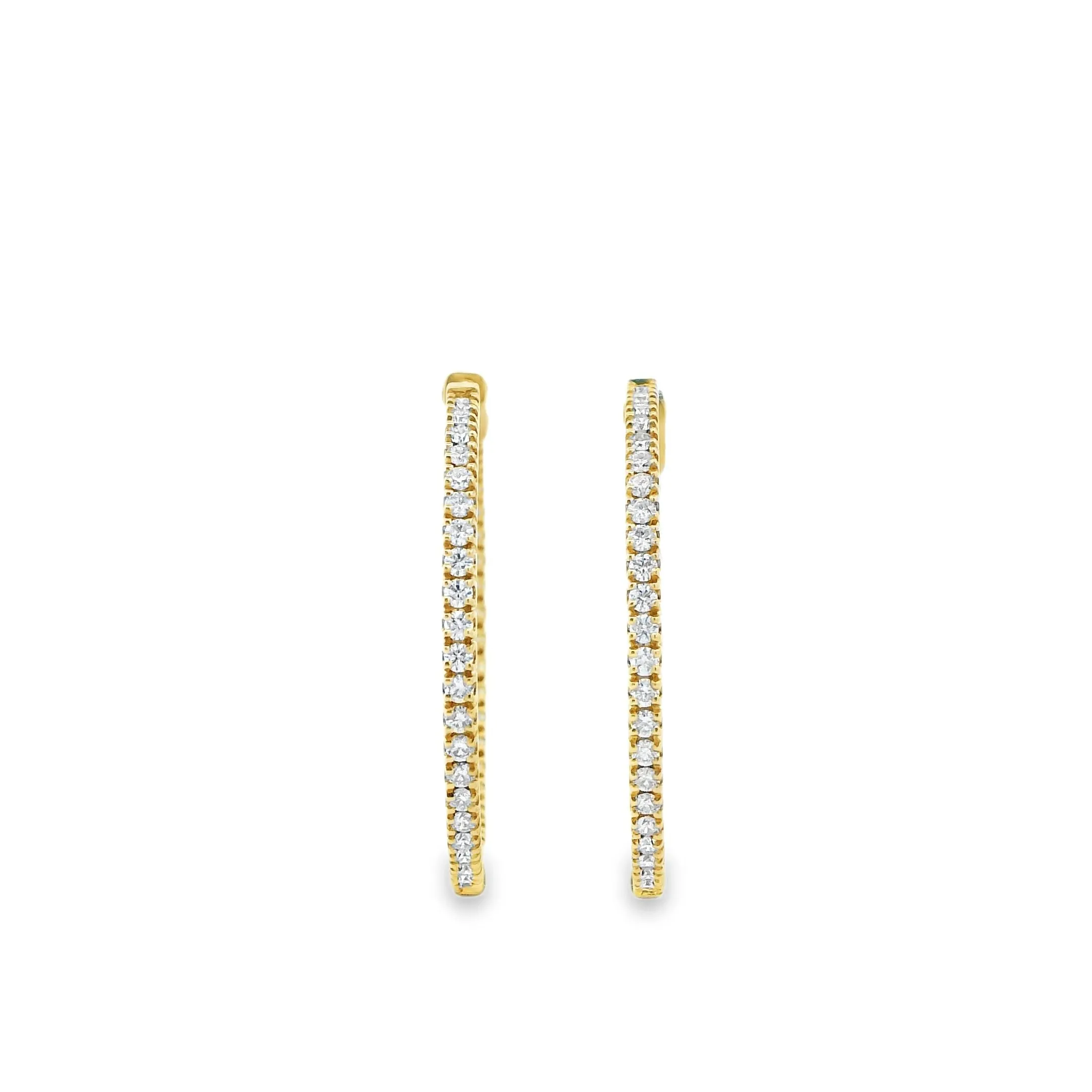 9ct Yellow Gold Inside/Outside Lab Grown Diamond Hoop Earrings TDW 82= 0.90ct