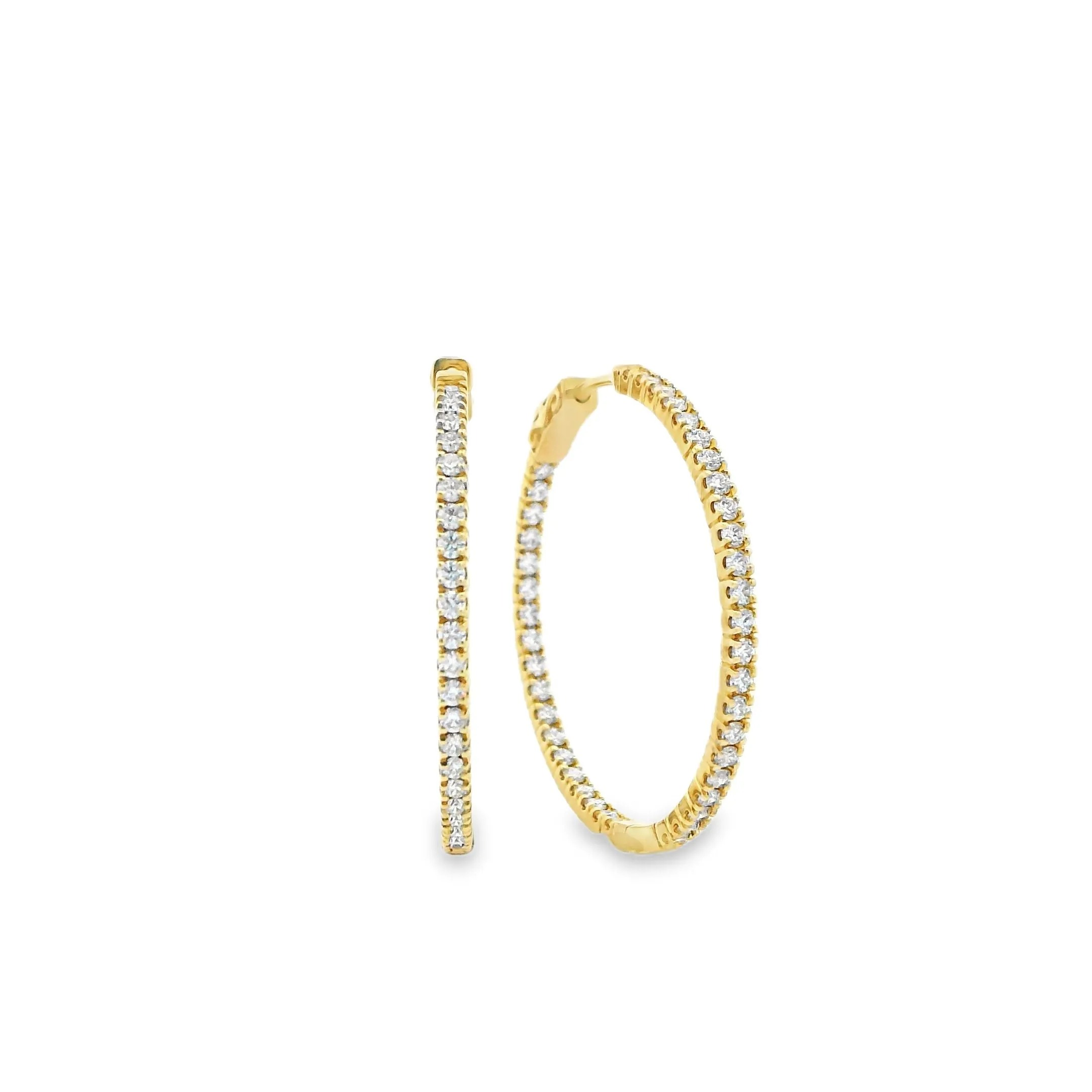 9ct Yellow Gold Inside/Outside Lab Grown Diamond Hoop Earrings TDW 82= 0.90ct