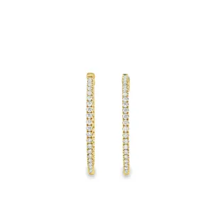9ct Yellow Gold Inside/Outside Lab Grown Diamond Hoop Earrings TDW 82= 0.90ct
