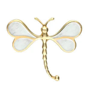 9ct Yellow Gold Mother of Pearl Dragonfly Brooch