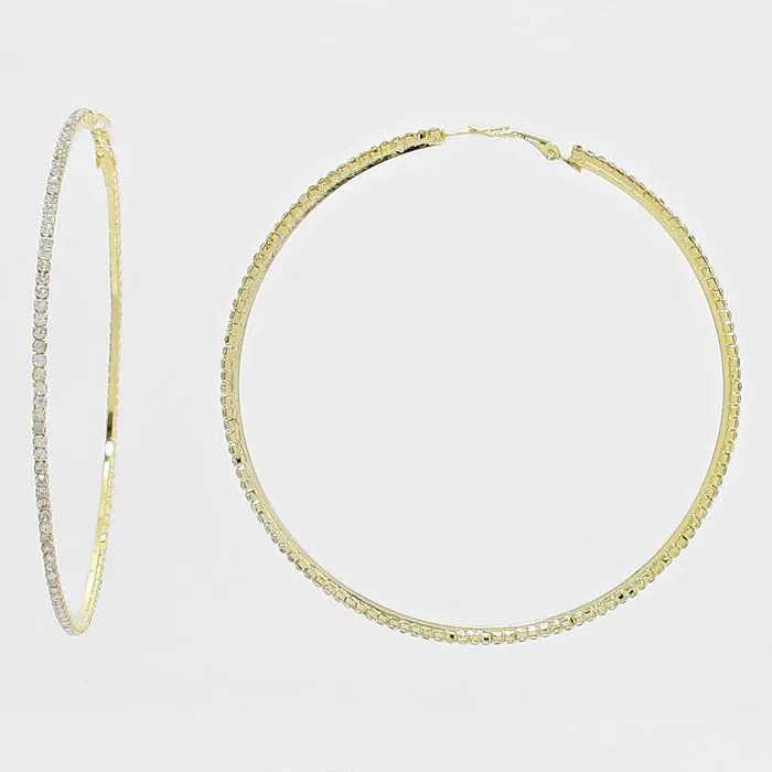 AB Crystal Hoops on Gold | 3" | 269225