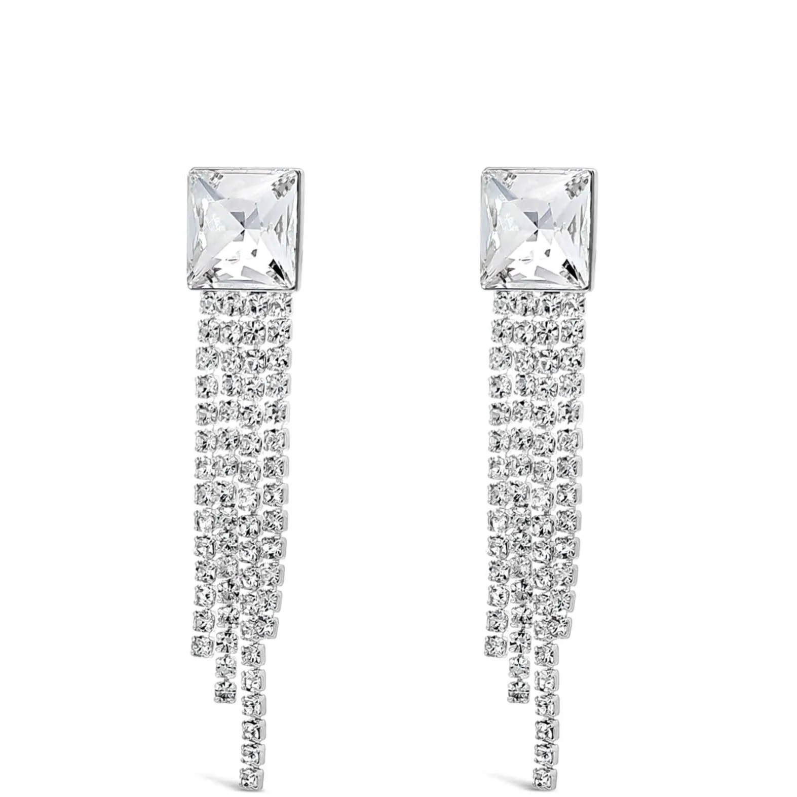 Absolute Silver & Clear Crystal Drop Earrings