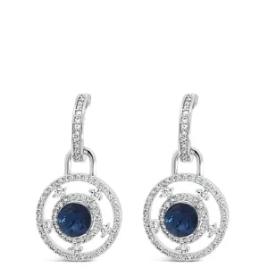 Absolute Silver & Navy Blue Halo Drop Earrings
