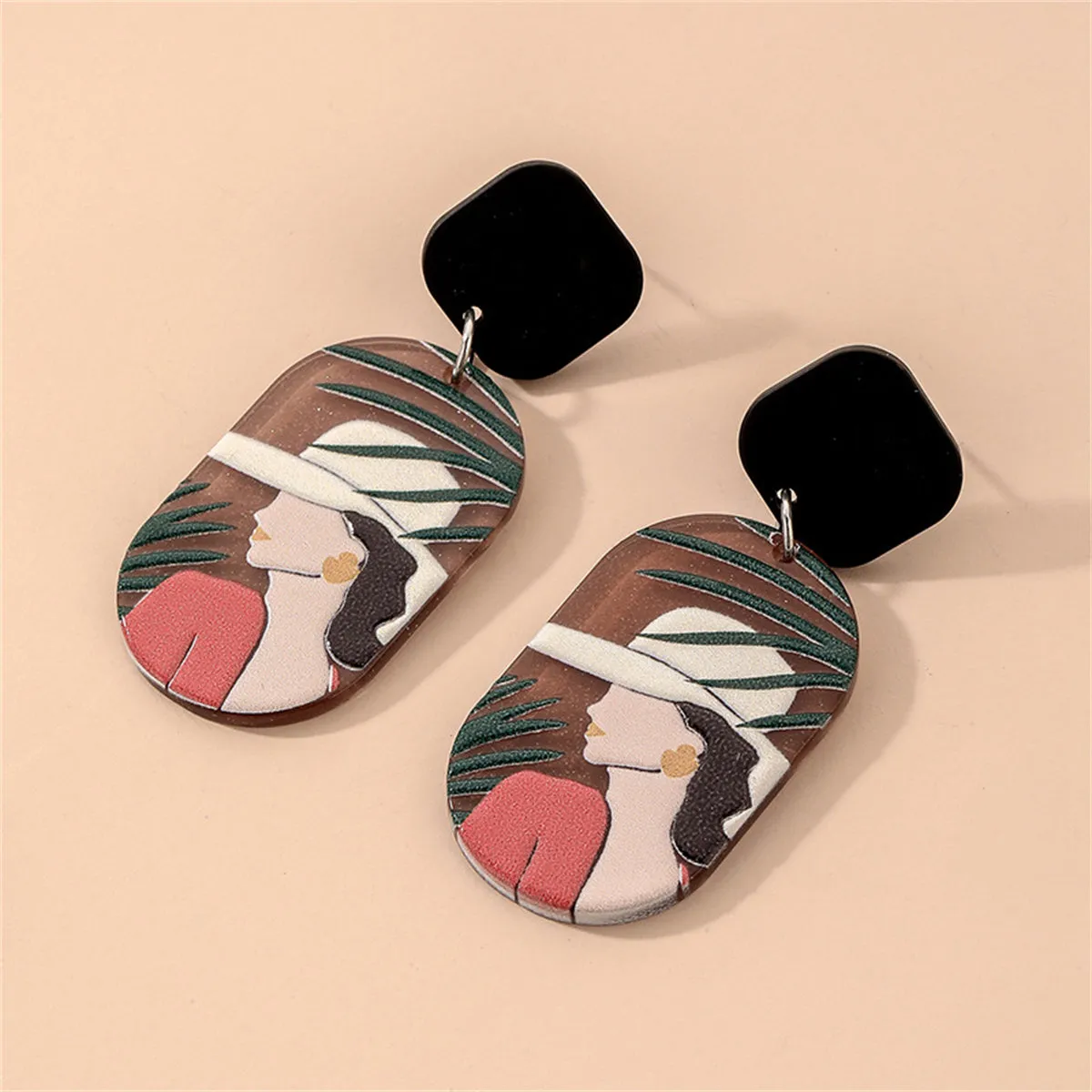 Acrylic & Silver-Plated Spring Style Drop Earrings