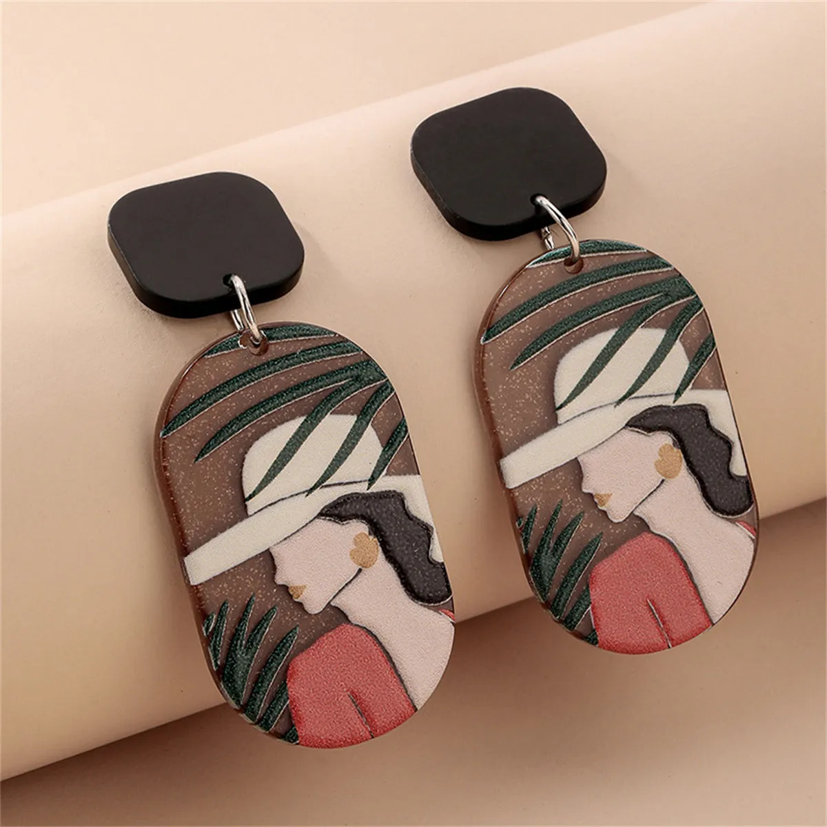 Acrylic & Silver-Plated Spring Style Drop Earrings
