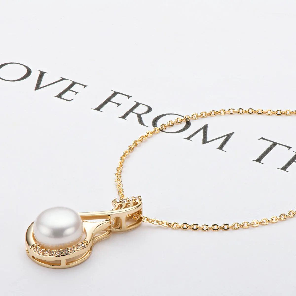 Ainuoshi 14K Gold Filled Notation Natural Freshwater Pearl Necklace
