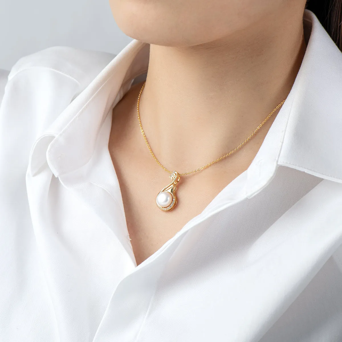 Ainuoshi 14K Gold Filled Notation Natural Freshwater Pearl Necklace
