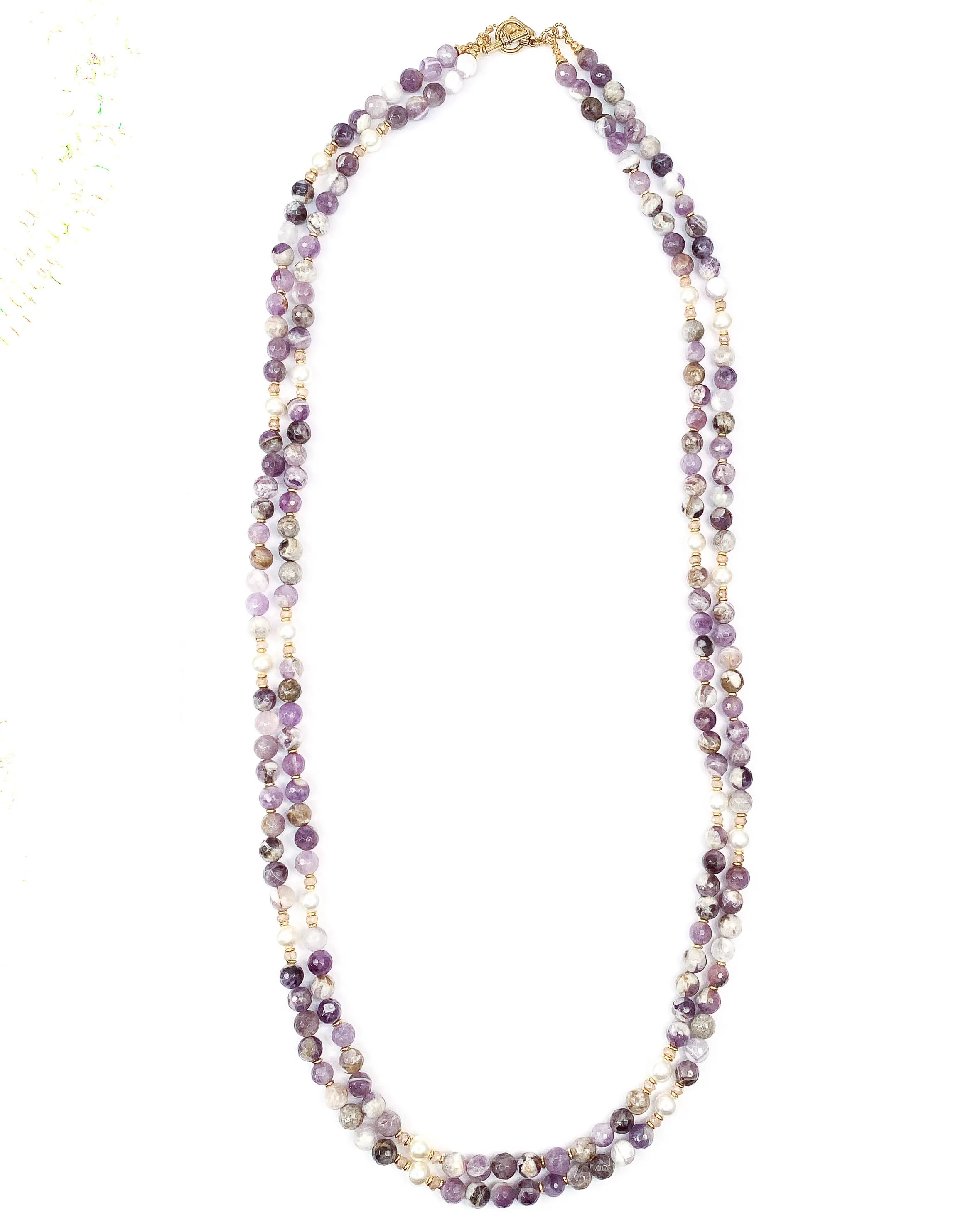 Amethyst & Pearl Double Strand Necklace