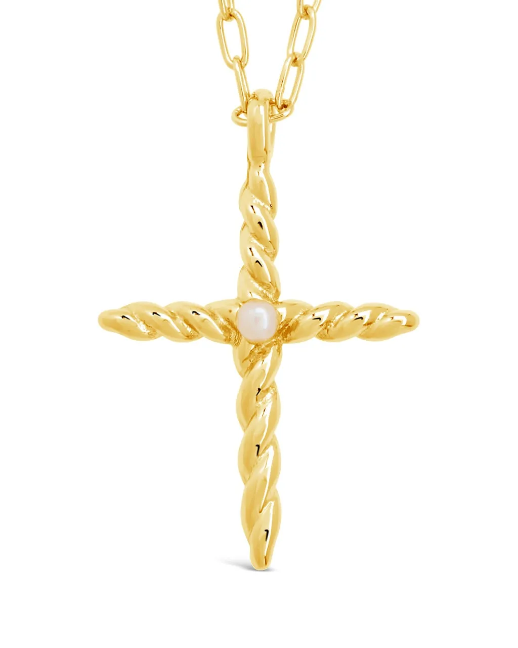Anaïs Pearl Cross Pendant Necklace