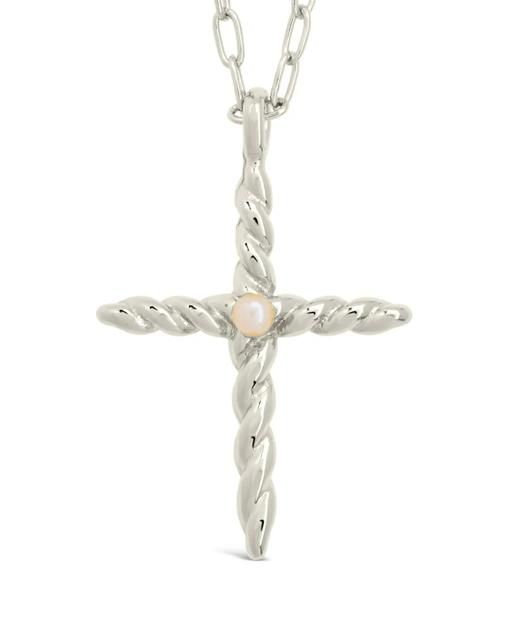 Anaïs Pearl Cross Pendant Necklace