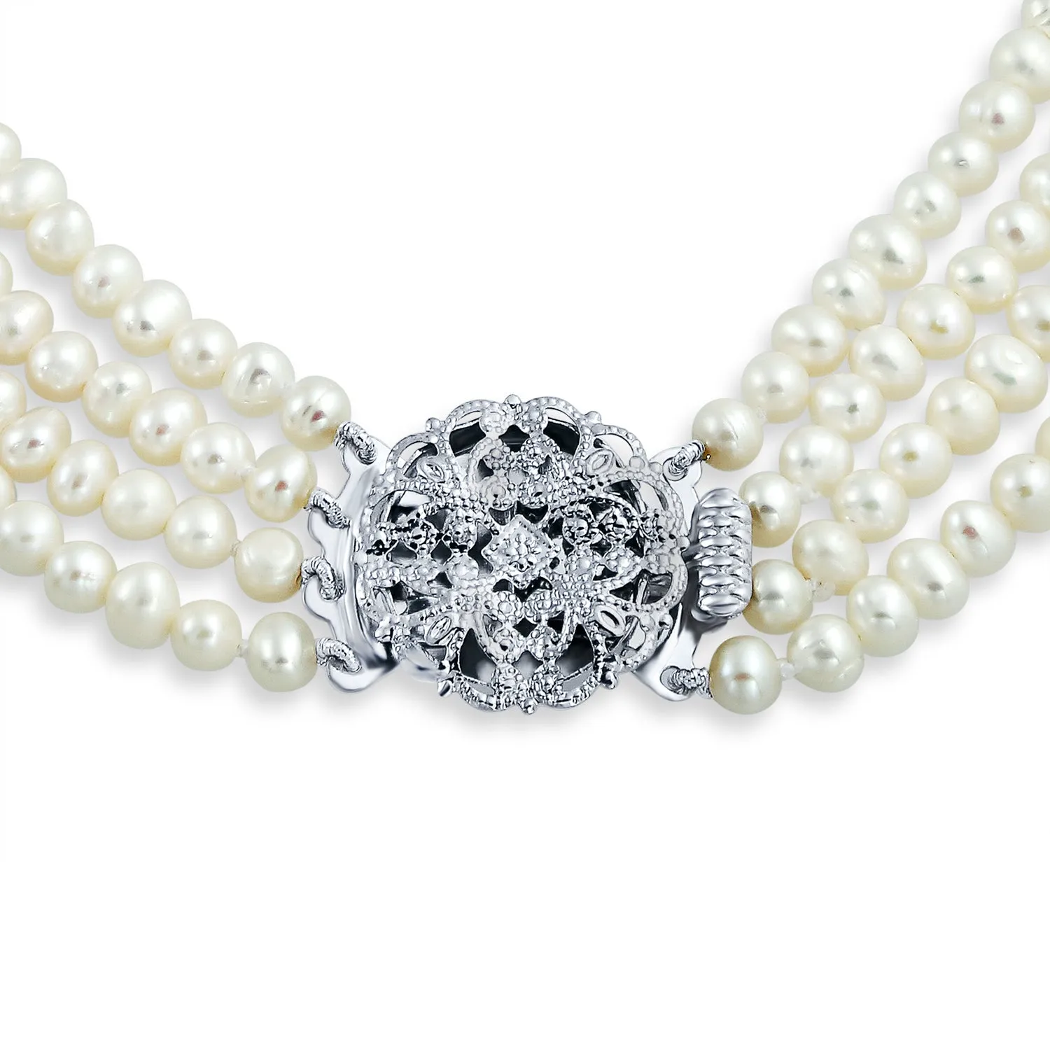 Antique Art Deco Pearl Strand Necklace Multi-Strand Freshwater Bridal Jewelry