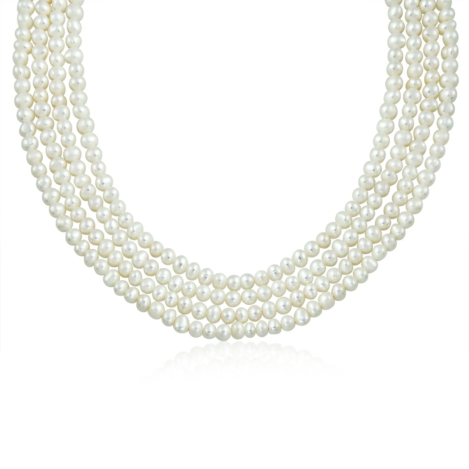 Antique Art Deco Pearl Strand Necklace Multi-Strand Freshwater Bridal Jewelry