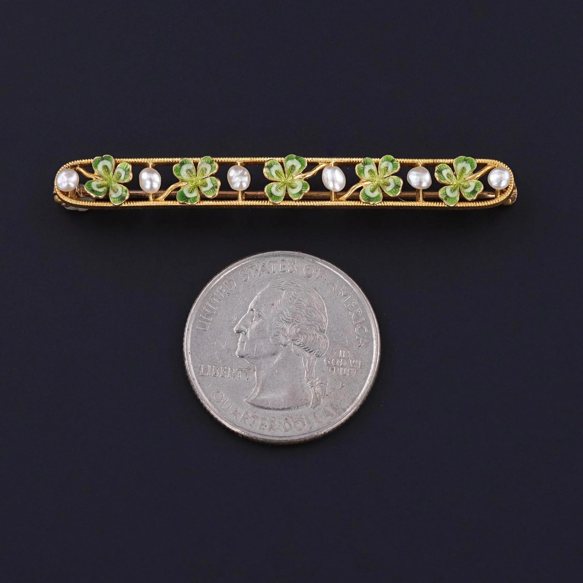 Antique Clover Pin of 14k Gold