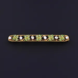 Antique Clover Pin of 14k Gold
