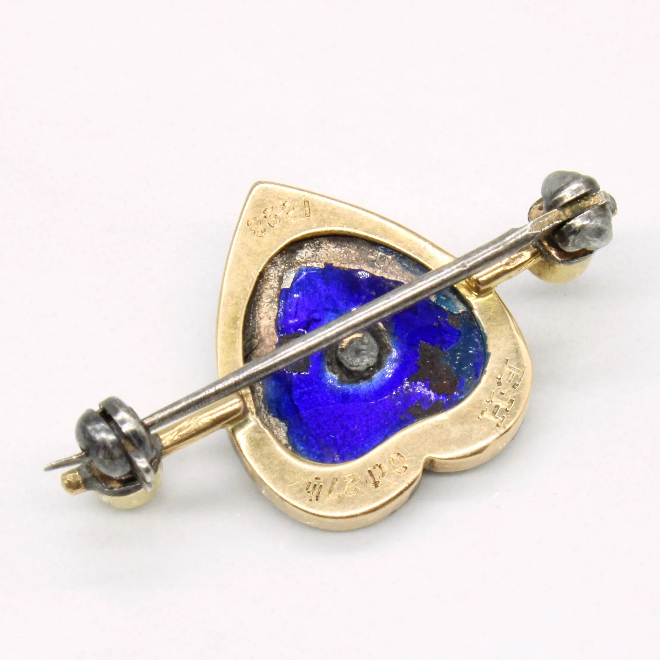 Antique Diamond & Pearl Heart Brooch | 0.04ctw |