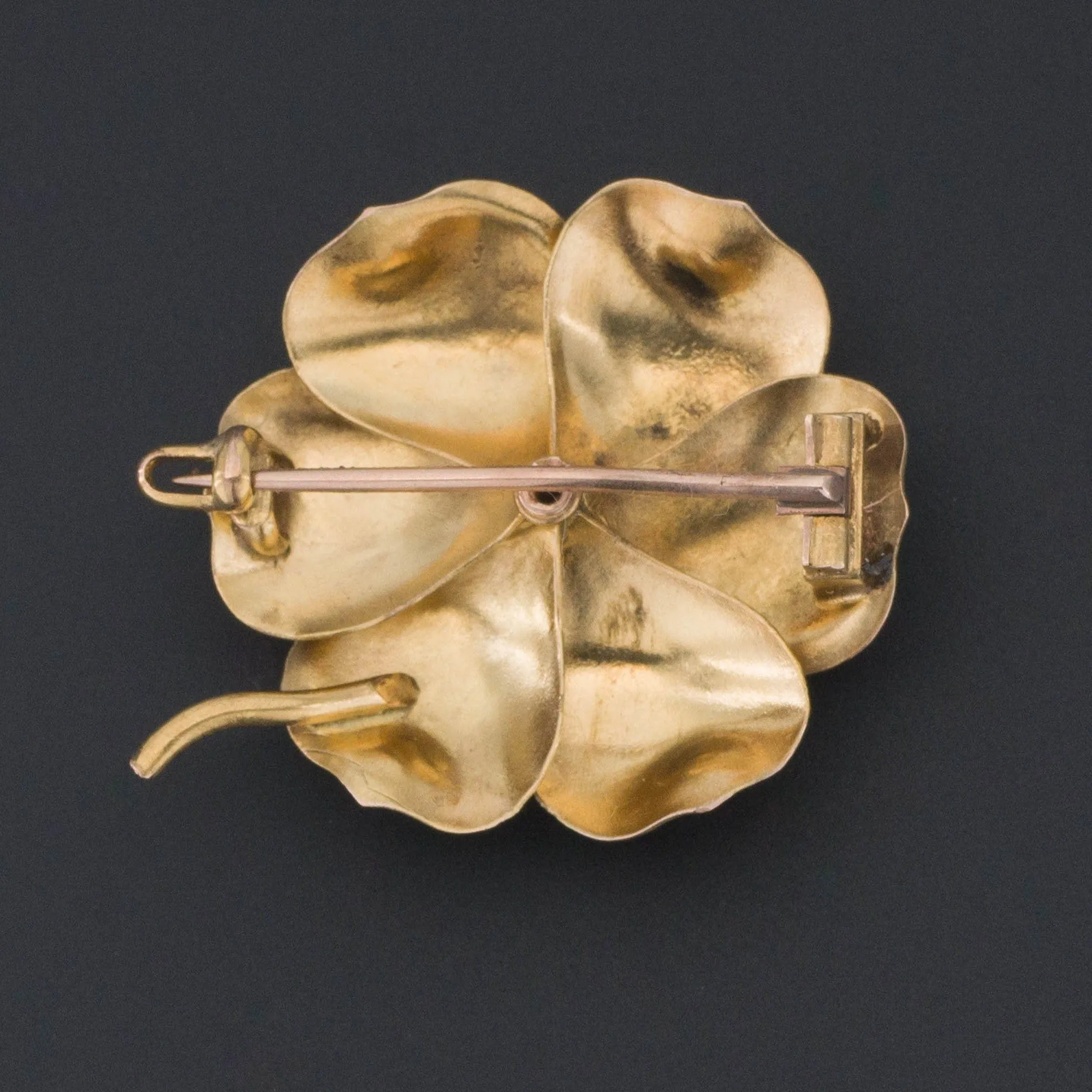 Antique Diamond Flower Brooch of 14k Gold