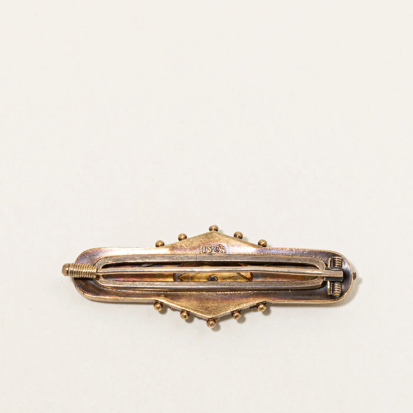 Antique European Cut Diamond & Pearl Brooch | 0.03ct |