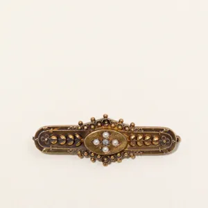Antique European Cut Diamond & Pearl Brooch | 0.03ct |
