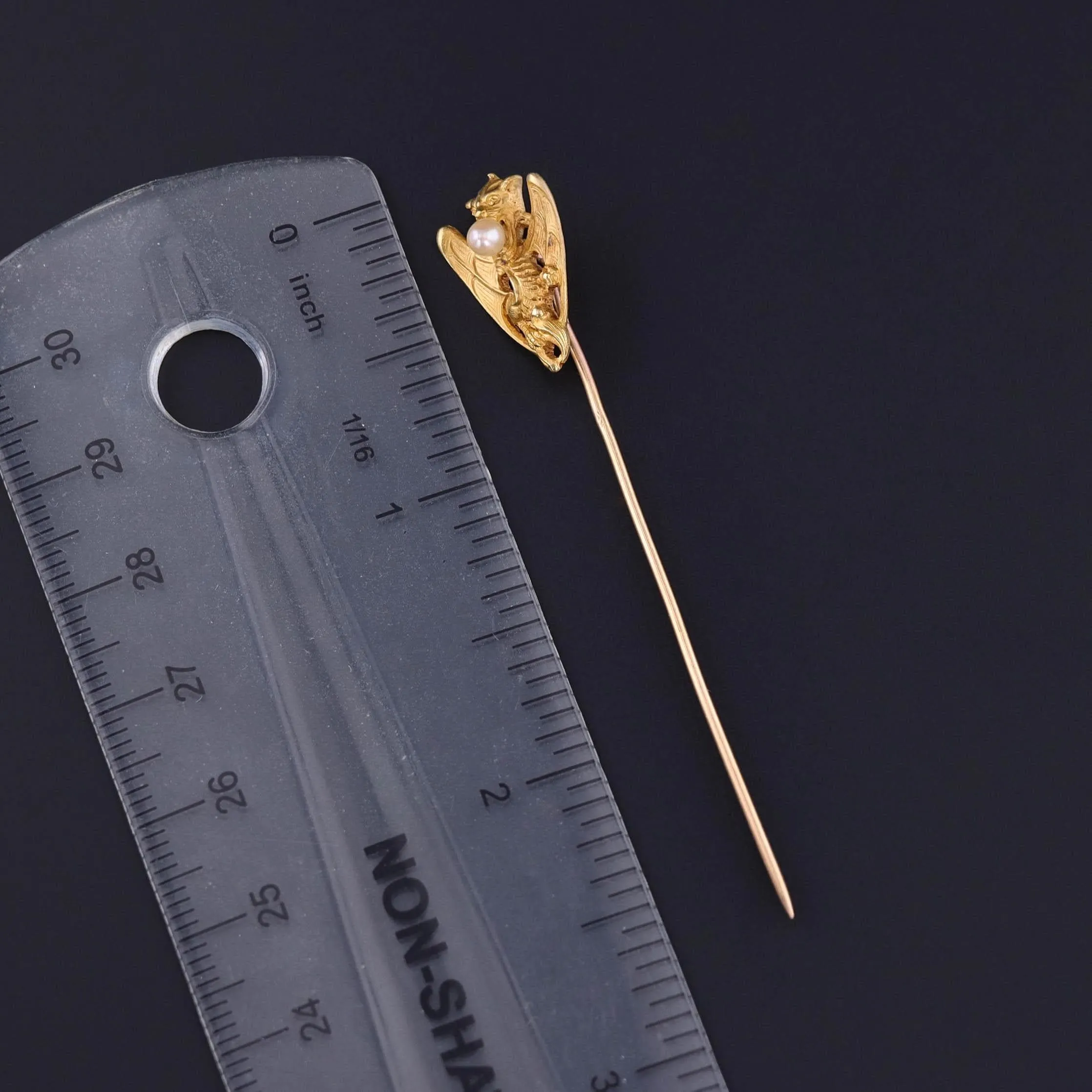 Antique French Dragon Stickpin of 18k Gold
