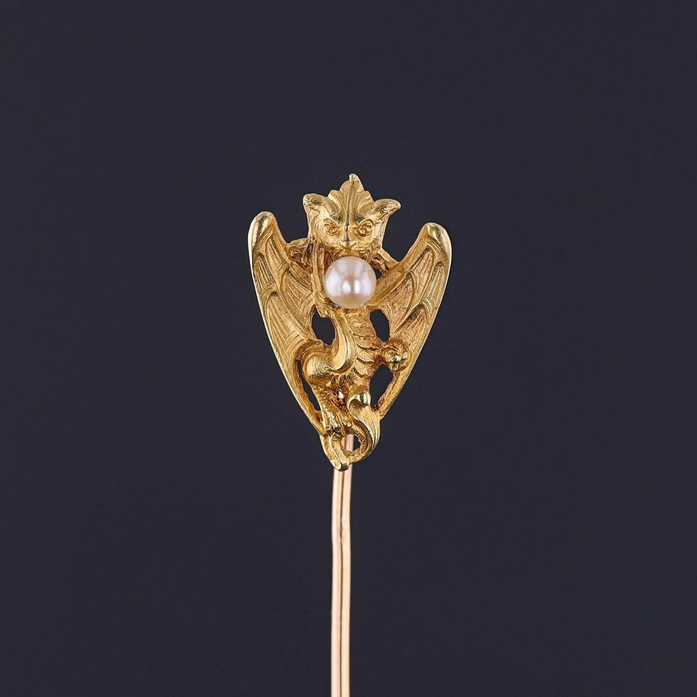 Antique French Dragon Stickpin of 18k Gold