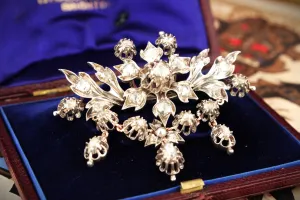 ANTIQUE GEORGIAN c1780-1800 ROSE CUT DIAMOND STOMACHER BROOCH